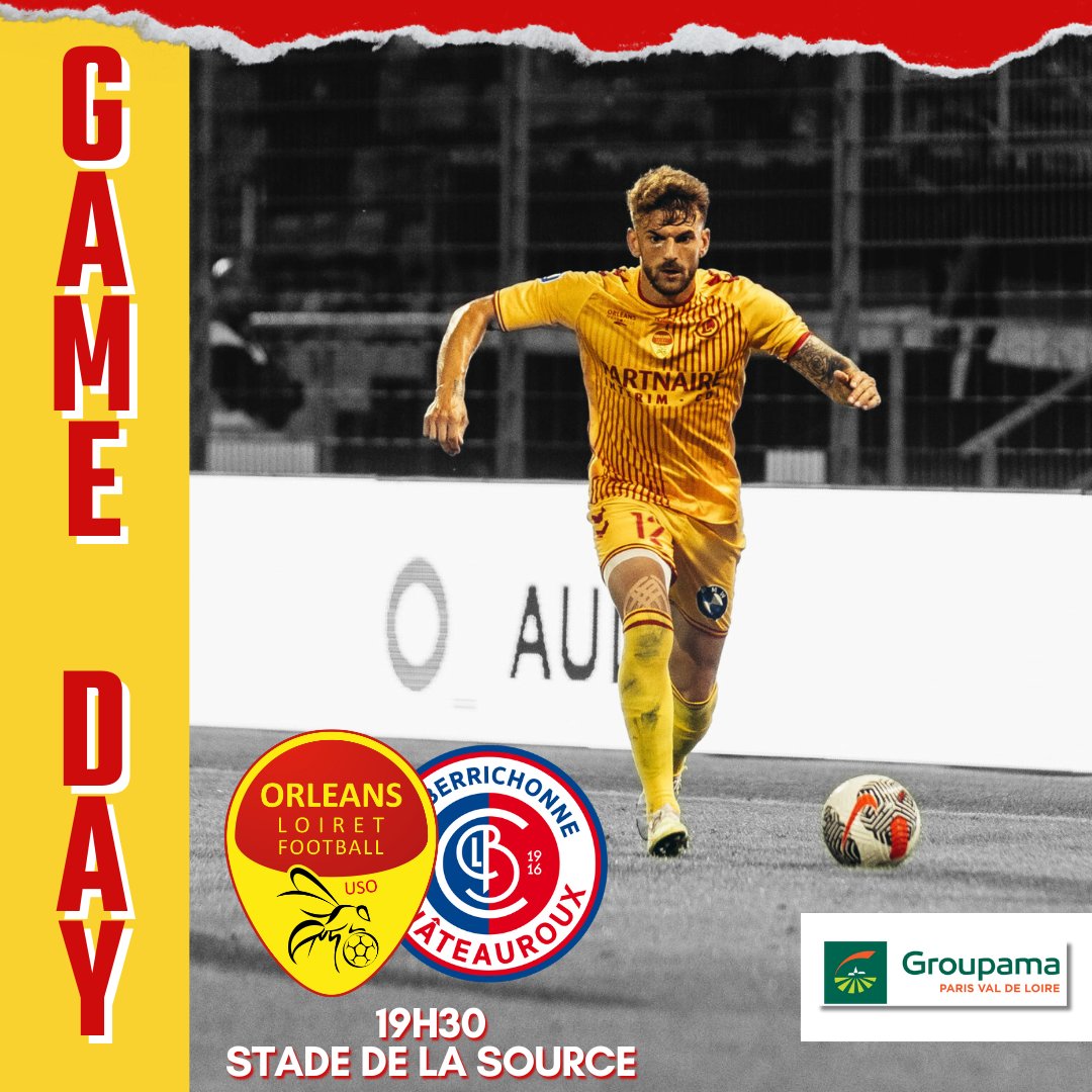 US Orléans (@us_orleans) on Twitter photo 📅 𝐆𝐀𝐌𝐄𝐃𝐀𝐘 👉 𝐉𝟕 ⚽️
🆚 <a href="/LaBerrichonne/">La Berrichonne de Châteauroux</a>
⏰ 19H30
🏟️ Stade de la Source, Orléans
📺 ffftv.fff.fr
📻 @FBOrleans
🎟️ billetterie.orleansloiretfoot.com
🐝 Match parrainé par <a href="/GroupamaPVL/">Groupama Paris Val de Loire</a>
#TeamUSO 🟡🔴 📅 𝐆𝐀𝐌𝐄𝐃𝐀𝐘 👉 𝐉𝟕 ⚽️
🆚 <a href="/LaBerrichonne/">La Berrichonne de Châteauroux</a>
⏰ 19H30
🏟️ Stade de la Source, Orléans
📺 ffftv.fff.fr
📻 @FBOrleans
🎟️ billetterie.orleansloiretfoot.com
🐝 Match parrainé par <a href="/GroupamaPVL/">Groupama Paris Val de Loire</a>
#TeamUSO 🟡🔴