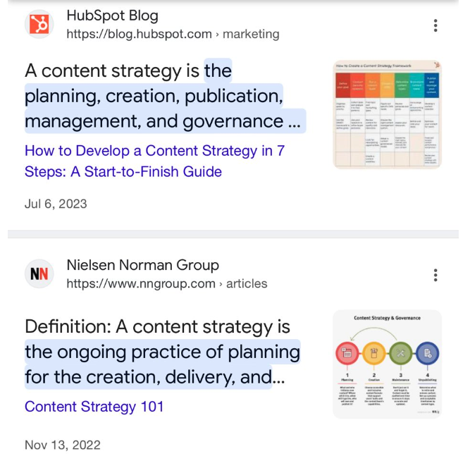 Fibre_Marketing's tweet image. Google has begun highlighting text within search snippets.
A handy feature or visual clutter? 🤔
#googleupdate #seo #featuredsnippet