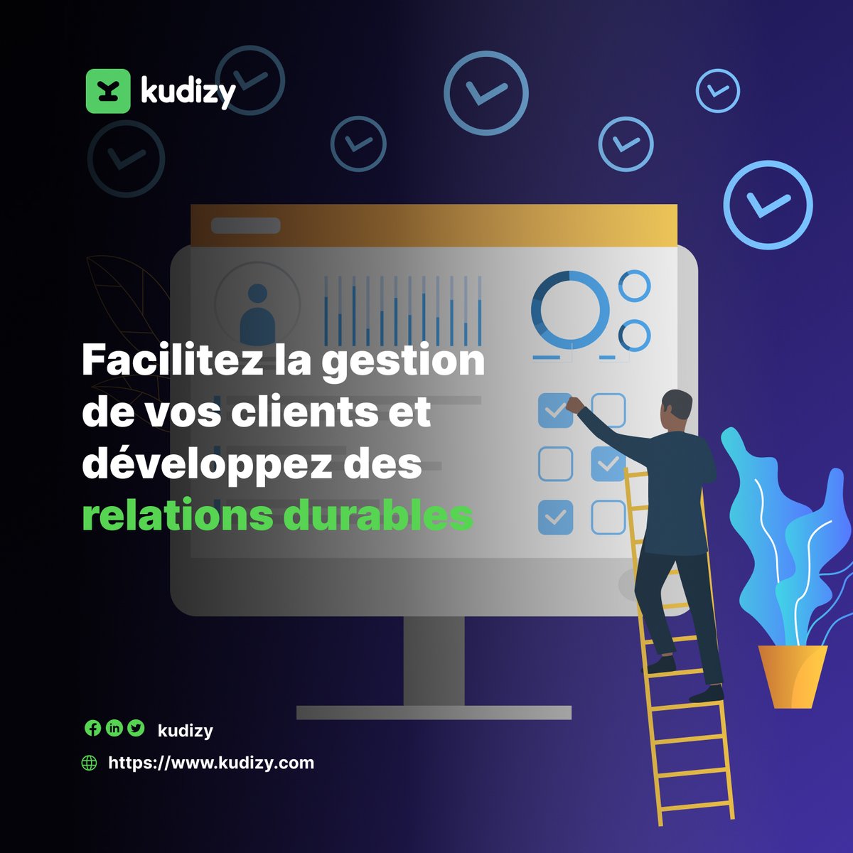 KudizyApp's tweet photo. Organisez votre liste de clients, gérez leurs informations de contact, historiques de facturation et préférences de paiement en toute simplicité. 
#Kudizy#gestionfinanciere#relationclien#paimentsimplifie https://t.co/GXx6voSaq2