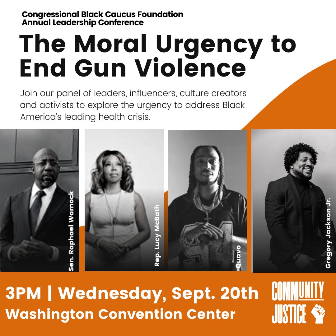 Join us for our panel discussion, The Moral Urgency to End Gun Violence, at the Congressional Black Caucus on Wednesday, Sept. 20th @ 3PM at the Washington Convention Center. Don’t miss this discussion! Click the link in our bio to RSVP.

We hope to see you there!
#EndGunViolence