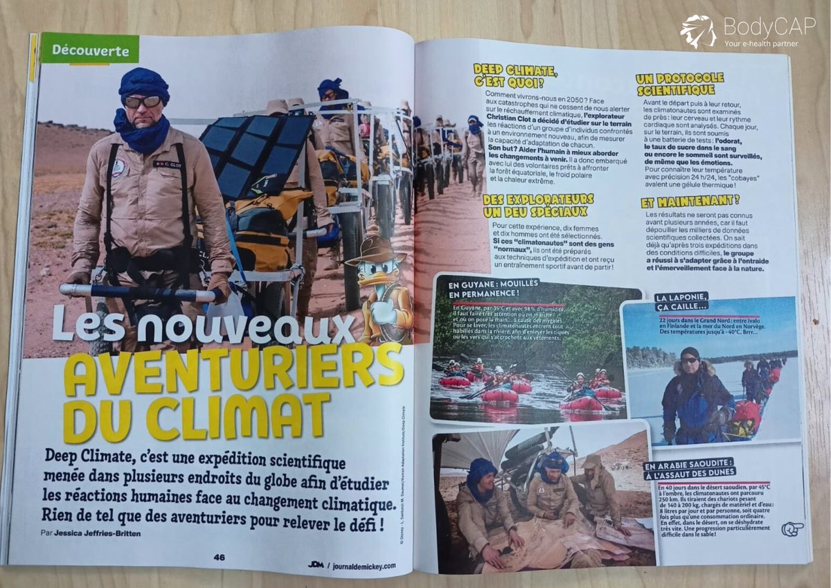 BodyCap's tweet photo. The #deepclimate project crosses generations!

The project is detailed in @jdmofficiel newspaper... in which our #ecelsiusperformance 💊🌡 system is highlighted! A double-page spread in the newspaper to interest younger readers in sc. expeditions
👉 https://t.co/WLLZhCizoA https://t.co/ye8gQKHAlU