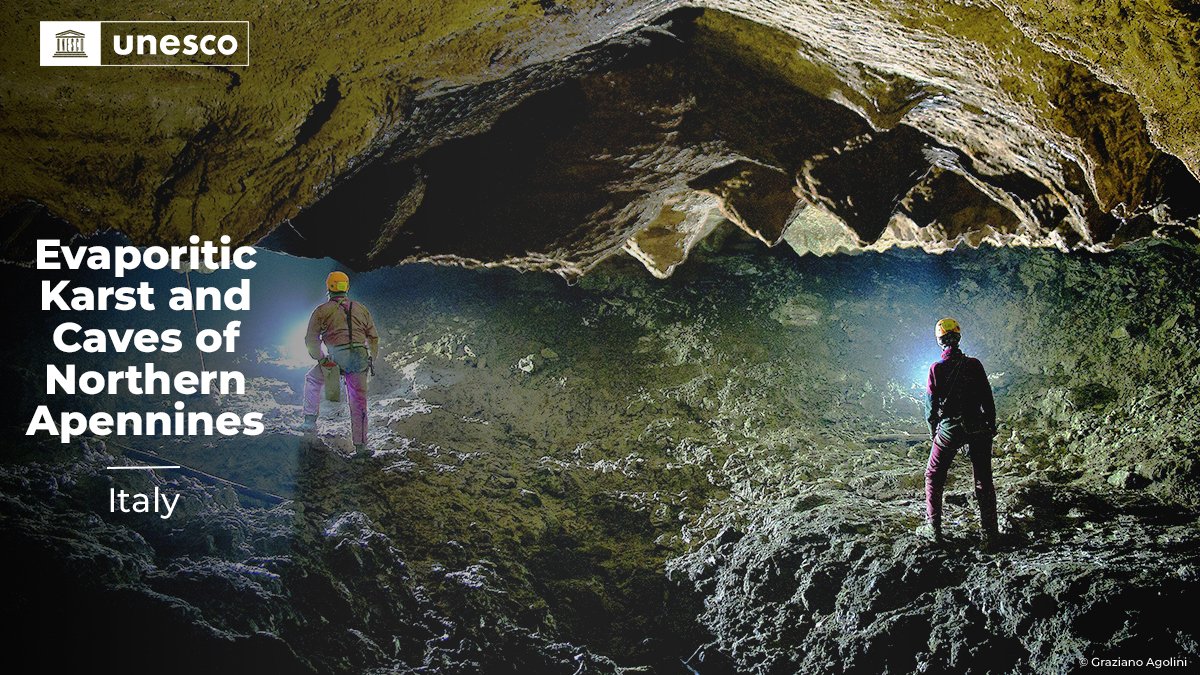 UNESCO's tweet photo. 🔴 BREAKING!

New inscription on the @UNESCO #WorldHeritage List: Evaporitic Karst and Caves on Northern Apennines, #Italy 🇮🇹. Congratulations! 👏👏 

➡️ https://t.co/69Xvi4BtYv #45WHC https://t.co/OYFJjf9abb
