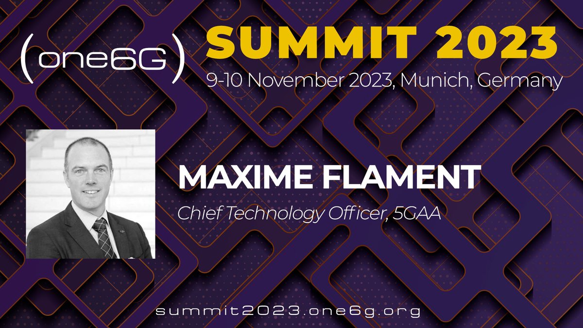 🌐📢 Exciting session at the #one6GSummit 2023!

"Industry view on #6G" chaired by the <a href="/MoniqueCalisti/">Monique Calisti - @moniquecalisti@mastodon.social</a>.

Spotlighting Maxime Flament <a href="/maximeflament/">Maxime Flament</a>
<a href="/5GAA_official/">5G Automotive Association (5GAA)</a> who will discuss 6G's impact on automotive innovation. 🚗📡

Register now for free: summit2023.one6g.org