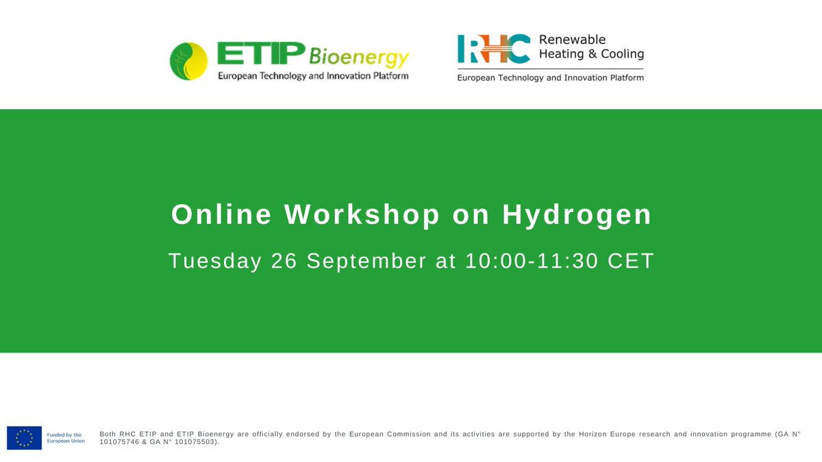 The online-workshop "Renewable Hydrogen: Opportunities, limitations and threats of hydrogen for the energy transition in Europe" will present the opportunities, limitations and threats of #hydrogen for the #energytransition in Europe.

👉rhc-platform.org/event/online-w…