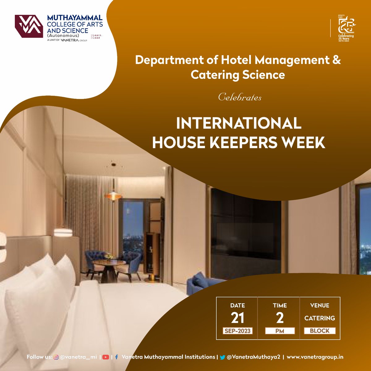 VanetraMuthaya2's tweet photo. Department of Hotel Management and Catering Science celebrated International House Keepers week on 21.09.2023.
#hmcs #HousekeepersWeek #housekeepersweek2023 #housekeepersweek #InternationalHousekeepersWeek #internationalhousekeepersweek #hmcs #HMC #HMC2023 https://t.co/h6i8mF2Lv6