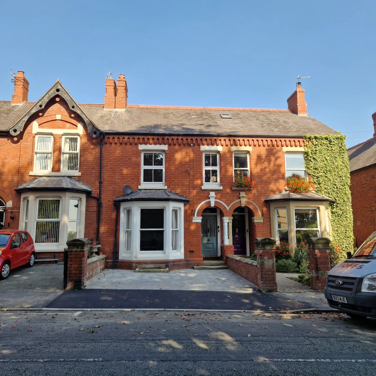 CarlPenrose's tweet photo. Lovely transformation in Oswestry. Highways approved dropped kerb access, aco channel drainage fitted, tegular blocks laid to driveway. Tarmac &amp; kerbs to entrance, white lining, before &amp; after photo's. #Driveways #Paving #Surfacing #Groundworks #Tarmac #Parking #Oswestry https://t.co/BIFp261cBj