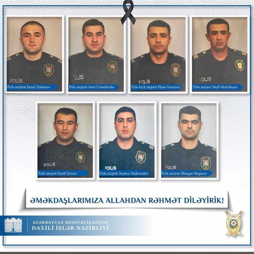 7 Azerbaijan police officers killed by Armenian saboteurs in the Khojavend region.
Armenia will rott in hell!!
I extend my deepest condolences to the families...
Rest in Peace...🥀
#FreeUsFromLandmines
#stoparmenianaggression
#stoparmeniancrimes