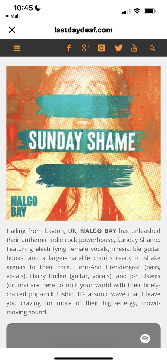 “Here to rock your world” thank you for this mint write up of our new track Sunday Shame @Lastdaydeaf