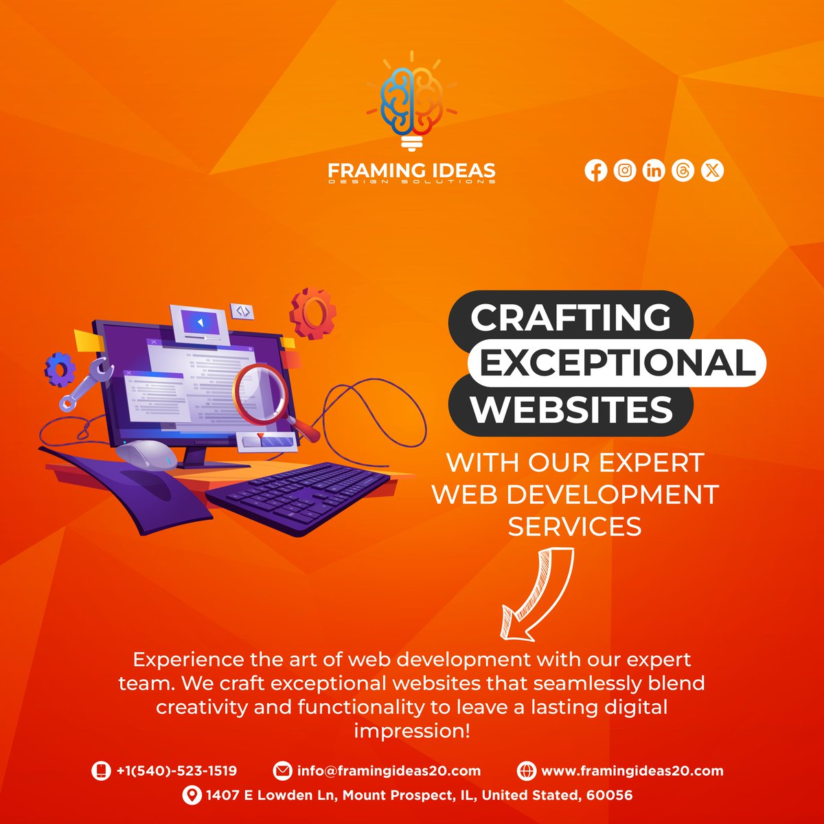 🛠️ Crafting Exceptional Websites with Our Expert Web Development Services!

#framingideas #framingideas20 #WebDevelopment #WebsiteDesign #DigitalTransformation #UserFriendlyDesign #ResponsiveWebsites #TechInnovation #DigitalAgency #businessowner #CEO #entrepreneur