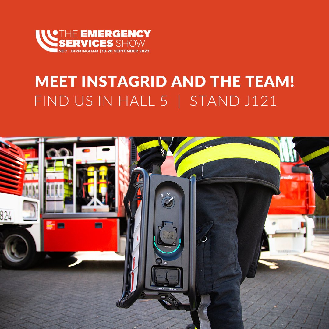 Hi instagrid fans! 📢 The <a href="/emergencyukshow/">The Emergency Services Show</a> starts today and we can't wait to meet you there! 🚒 🚑 You'll find us there at stand J121 in hall 5 at the #NECBirmingham until tomorrow, 20 September #instagridpower #ESS2023 #meettheteam #greenenergy