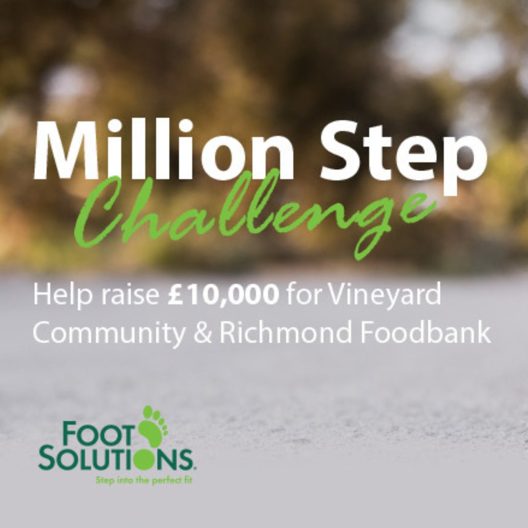 Join <a href="/FootRichmond/">Foot Solutions</a> Million Steps Challenge on Thursday 28 September, 4-6 PM  🚶 Walk 10,000 steps to support  <a href="/vineyardcentre/">Vineyard Community Centre & Richmond Food Bank</a> whilst enjoying Richmond’s beautiful riverside, parks and other green spaces.

To sign up and find more info on how to donate -
footsolutionsrichmond.co.uk/million-step-c…