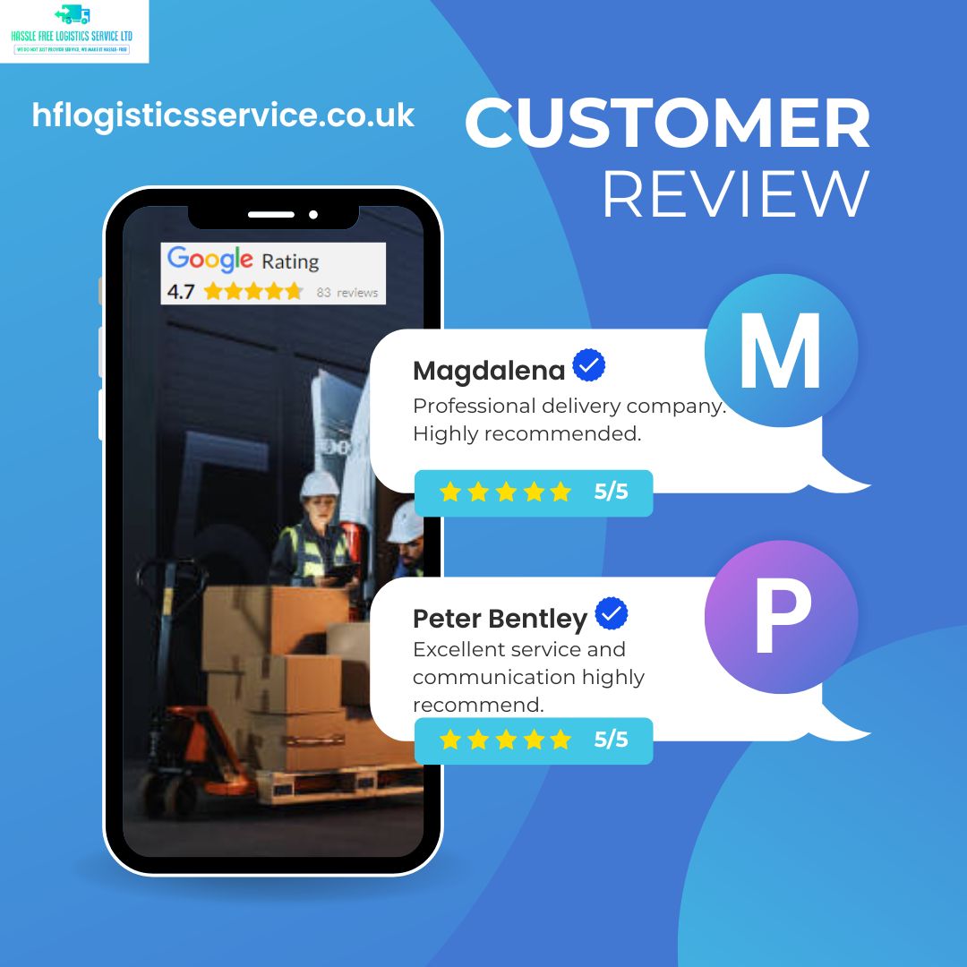 Check our google rating and read customer reviews to see what   our satisfied customers say about our hassle-free services.
 #hasslefreelogisticsservice 
    Contact Us: 02031501402
    Contact Mail: office@hflogisticsservice.co.uk
    Visit Our Website: hflogisticsservice.co.uk