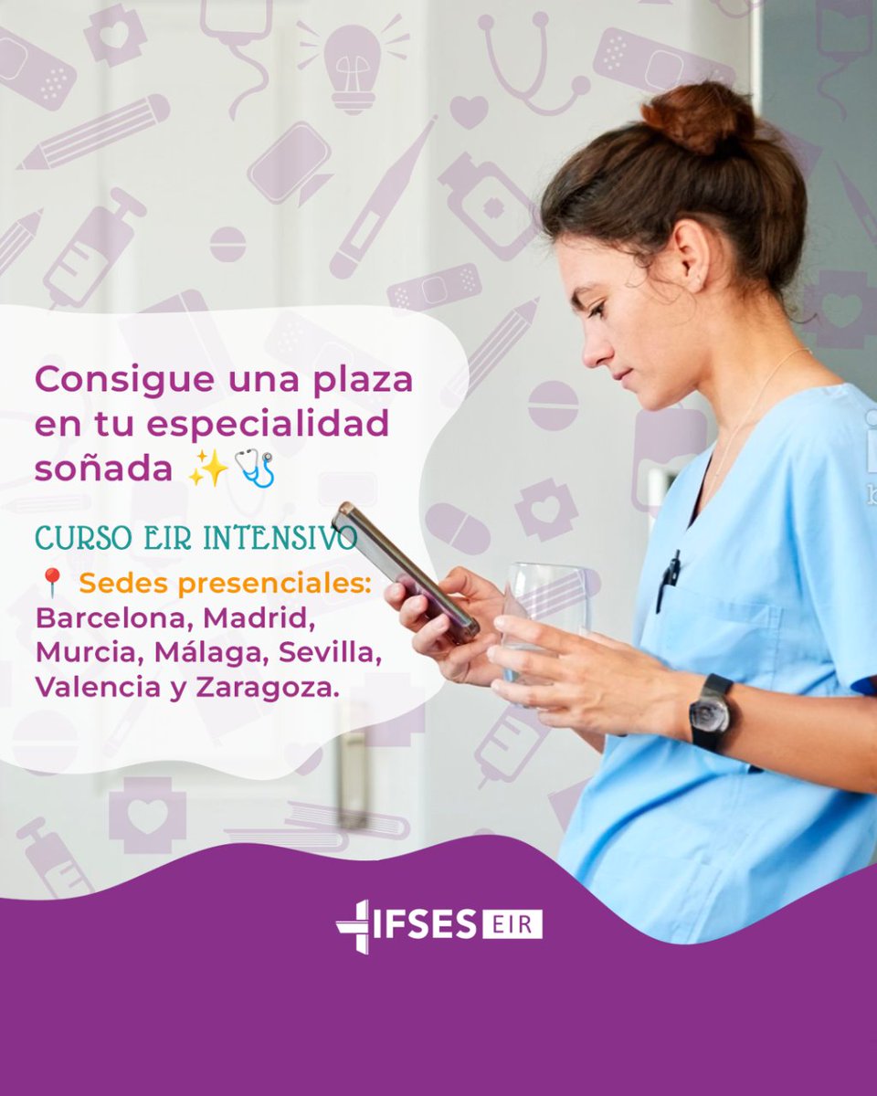 ¡Tienes una plaza en nuestro #cursoEIR intensivo, que incluye +20 clases y 10 simulacros para que enfrentes el examen con plena confianza!
📍¡Cúrsalo presencialmente en una de nuestras sedes! Barcelona, Madrid, Murcia, Málaga, Sevilla, Valencia y Zaragoza.
ifses.es/eir/cursos-int…