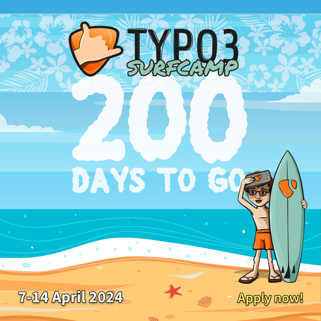 Dive into the code, ride the waves: TYPO3 Surfcamp is calling in 200 days! 🏄 💻

Who's joining us at #TYPO3 Surfcamp in Fuerteventura? 🌴

More information: hubs.li/Q022Gq3-0 

#T3SurfCamp #coding #surfing