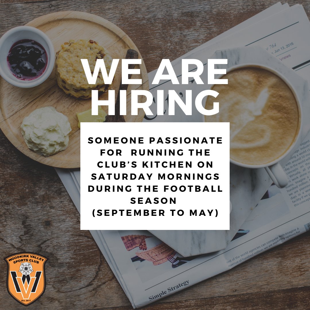 🍔👨‍🍳 Help Needed for Club Kitchen! 👩‍🍳🍩

Love cooking? We need a Saturday kitchen lead (8am to midday) during football season (Sep-May). Make hot drinks, sandwiches, and run the tuck shop. Training provided, paid role. Interested? Email treasurer@woodkirkvalleyfc.org 💌
