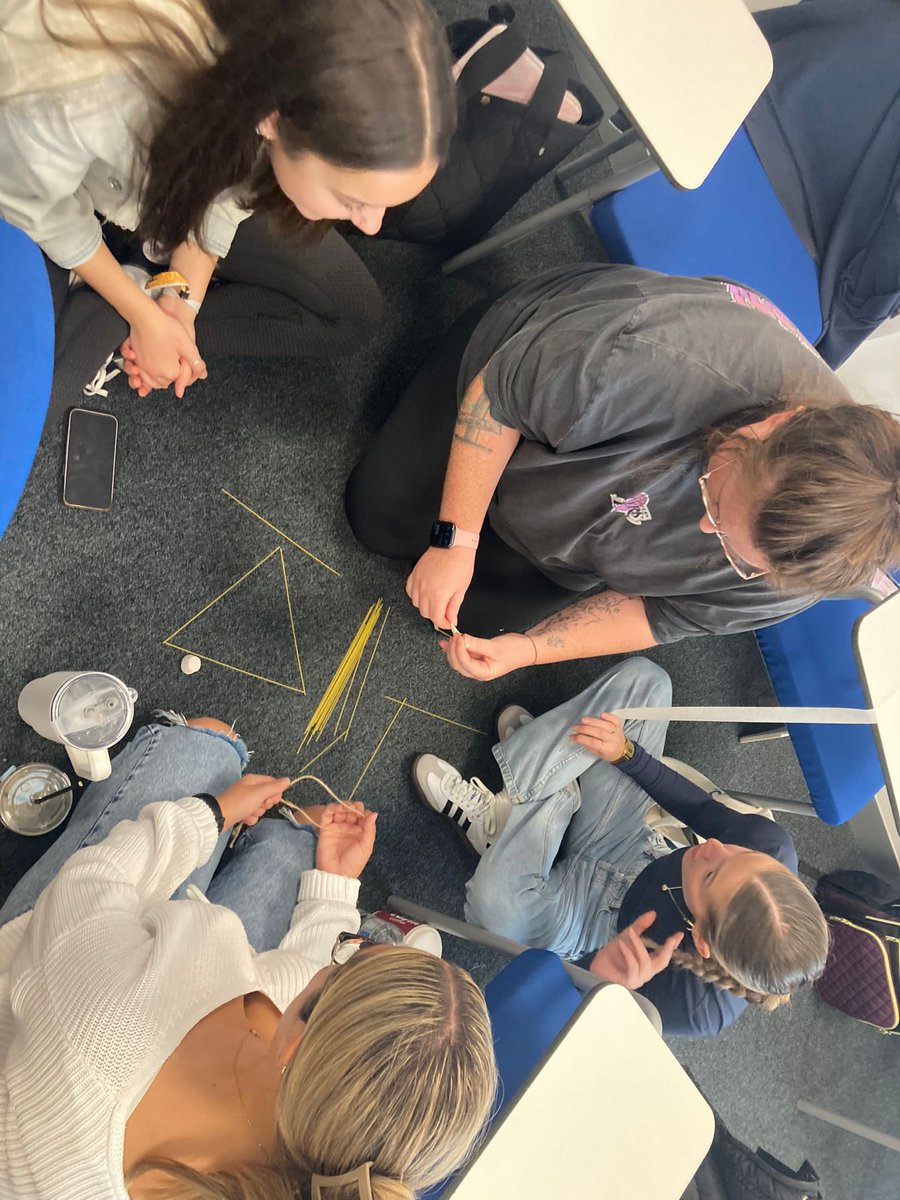 Some midwifery group work this morning building structures from spaghetti, string and marshmallows #midwifery