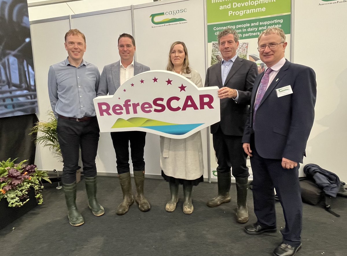 Minister Heydon launching the RefreSCAR project this morning from #Ploughing2023. Pictured with Orlaith Ní Choncubhair, Ray Kelly, Liam Herlihy and Frank O’Mara. RefreSCAR provides support for researchers and management in all aspects of external research funding #govploughing23