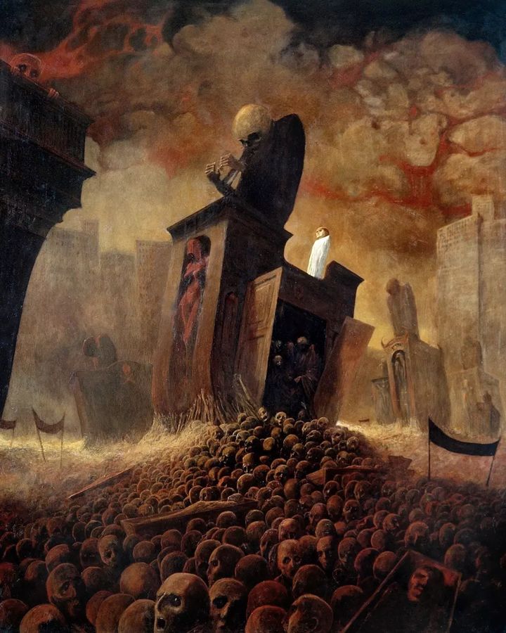 teriblaX's tweet photo. Zdzislaw Beksinski, untitled [Distopian surrealism, oil] [EN/TR]

#dystop #distop #dystopian #surrealism #dystopiansurrealism #oilpainting #zdzislawbeksinski #beksinski #darkart #art #ars #arte #sanat #paint #painting https://t.co/RjGFmdYCmt