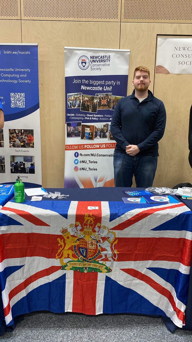 NU_Tories's tweet photo. We’re at Freshers Fayre today in Sports Hall 1 - Table 54. 

Come find out about our first event and join the society today! 

Join via the Student Union website. Come have a chat at our stall today to find out all about NUCS! 

We look forward to seeing you! https://t.co/s9Ibfca2IV
