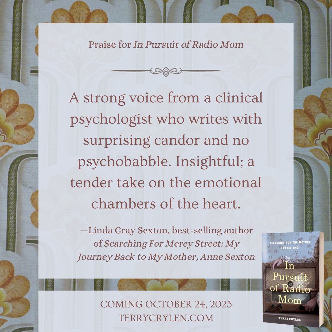 Thank you <a href="/lindagraysexton/">Linda Gray Sexton</a> for this wonderful review of In Pursuit of Radio Mom! 

Read more reviews at terrycrylen.com/reviews