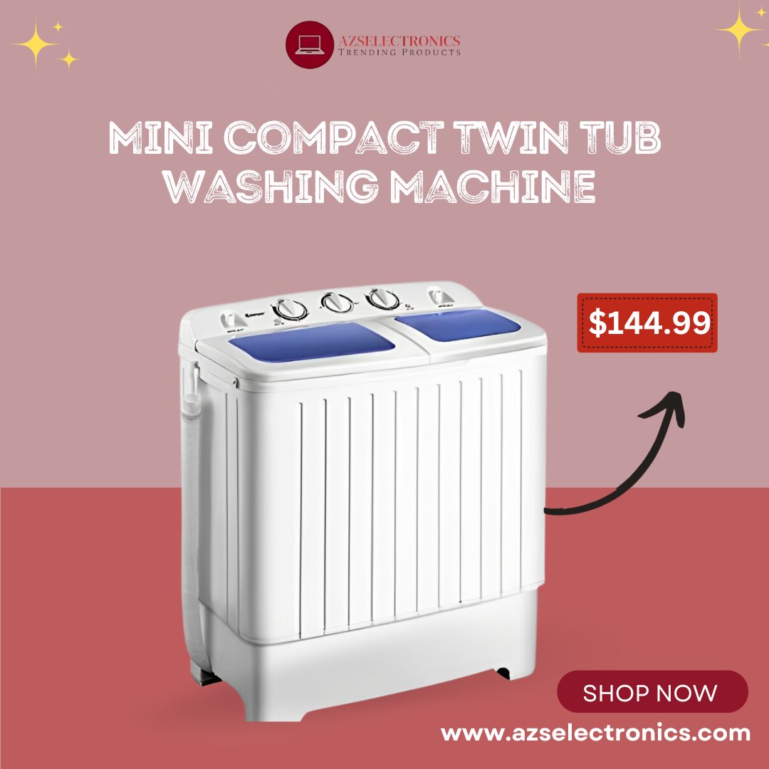 Azselectronics's tweet image. 🌟 Introducing the Giantex Portable Mini Compact Twin Tub Washing Machine! 🌟

Tired of laundry day blues? 😩 Say goodbye to laundry hassles with our 20lbs washer and spinner combo in chic Blue+White. 

Order: bitly.ws/V5XL

#LaundryDaySimplified #WashingMachineGoals