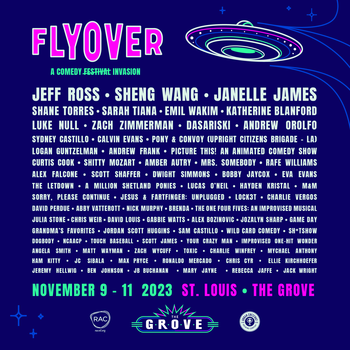 Do314's tweet photo. 🛸 THE INVASION IS COMING 🛸
The full #FlyoverComedyFest lineup is out!
Grab tickets + 3-day wristbands here: https://t.co/JIZdCwbC35 https://t.co/sVX4eHl84g