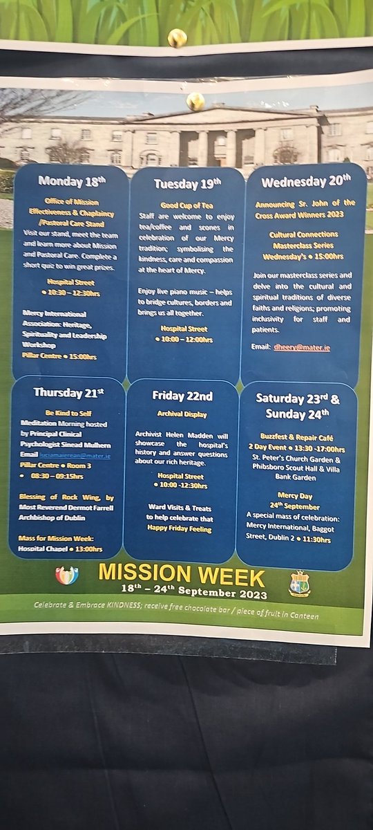 Celebrating Mission Week at the Mater. Come and join us for a cup of tea in Whitty St!