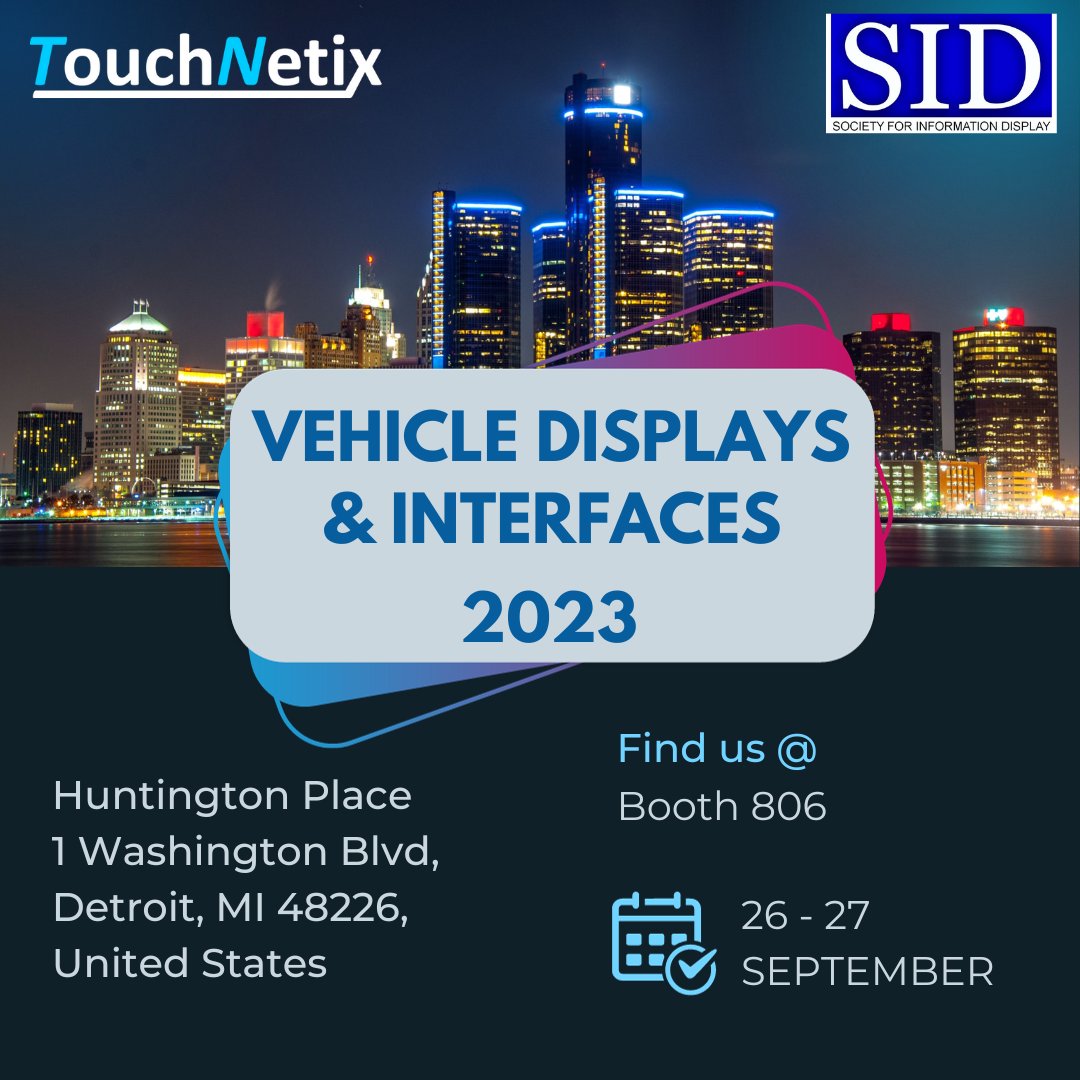 𝐓𝐨𝐮𝐜𝐡𝐍𝐞𝐭𝐢𝐱 🤝 𝐕𝐞𝐡𝐢𝐜𝐥𝐞 𝐃𝐢𝐬𝐩𝐥𝐚𝐲𝐬 𝐂𝐨𝐧𝐟𝐞𝐫𝐞𝐧𝐜𝐞

With some new demos released why not stop by and meet the team?

✉: touchnetix.com/contact-us/

#TouchNetix #aXiom #SID23