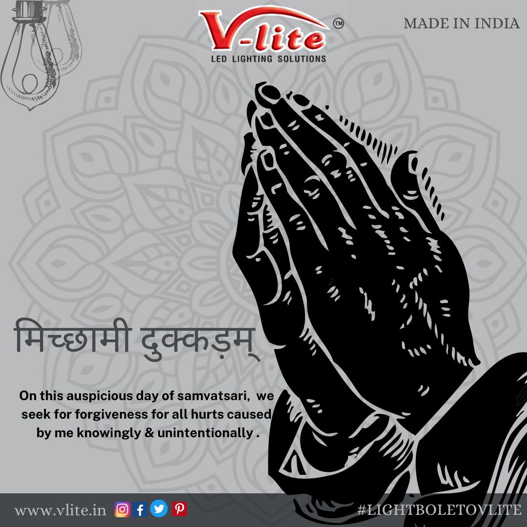 VLITEOFFICIAL's tweet photo. Vlite Happy Michhami dukkadam.
On the auspicious occasion of Kshamavani, I seek forgiveness from you, if I have hurt you or your feelings, knowingly or unknowingly, directly or indirectly during the last year… Michhami Dukkadam 2023!

#michhamidukkadam #michhamidukkadam📷 https://t.co/svoCFFNiMs