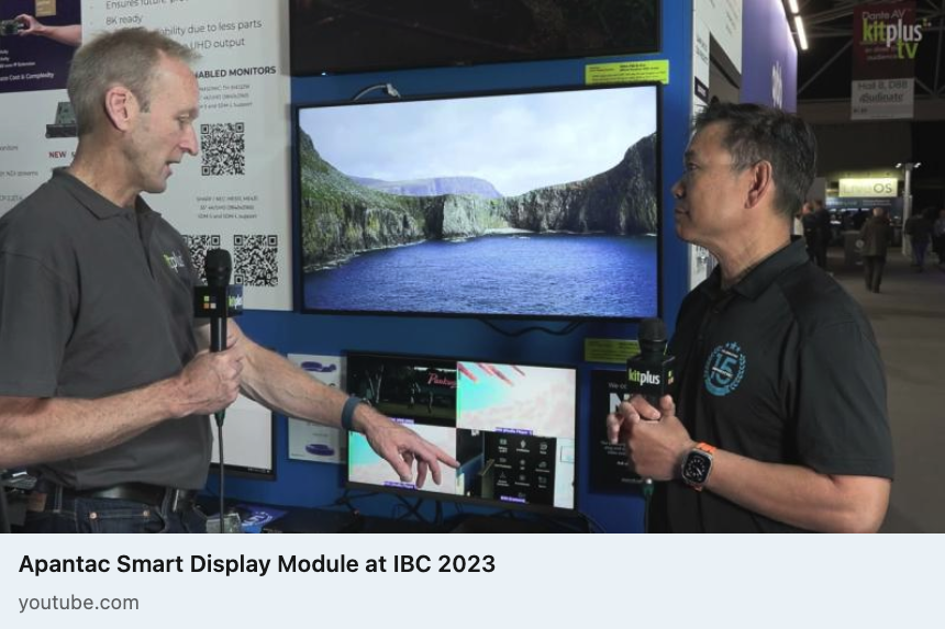 kitplusuk's tweet image. At @IBCShow, we speak to Thomas Tang from @apantacllc. Join us as we explore #SDM (Smart Display Module), an #Intel platform. Discover how Apantac's interface products enable you to perform #formatconversion on the side of a display - youtu.be/c3Ffb5fFZvM
#IBC2023 #KitPlusTV