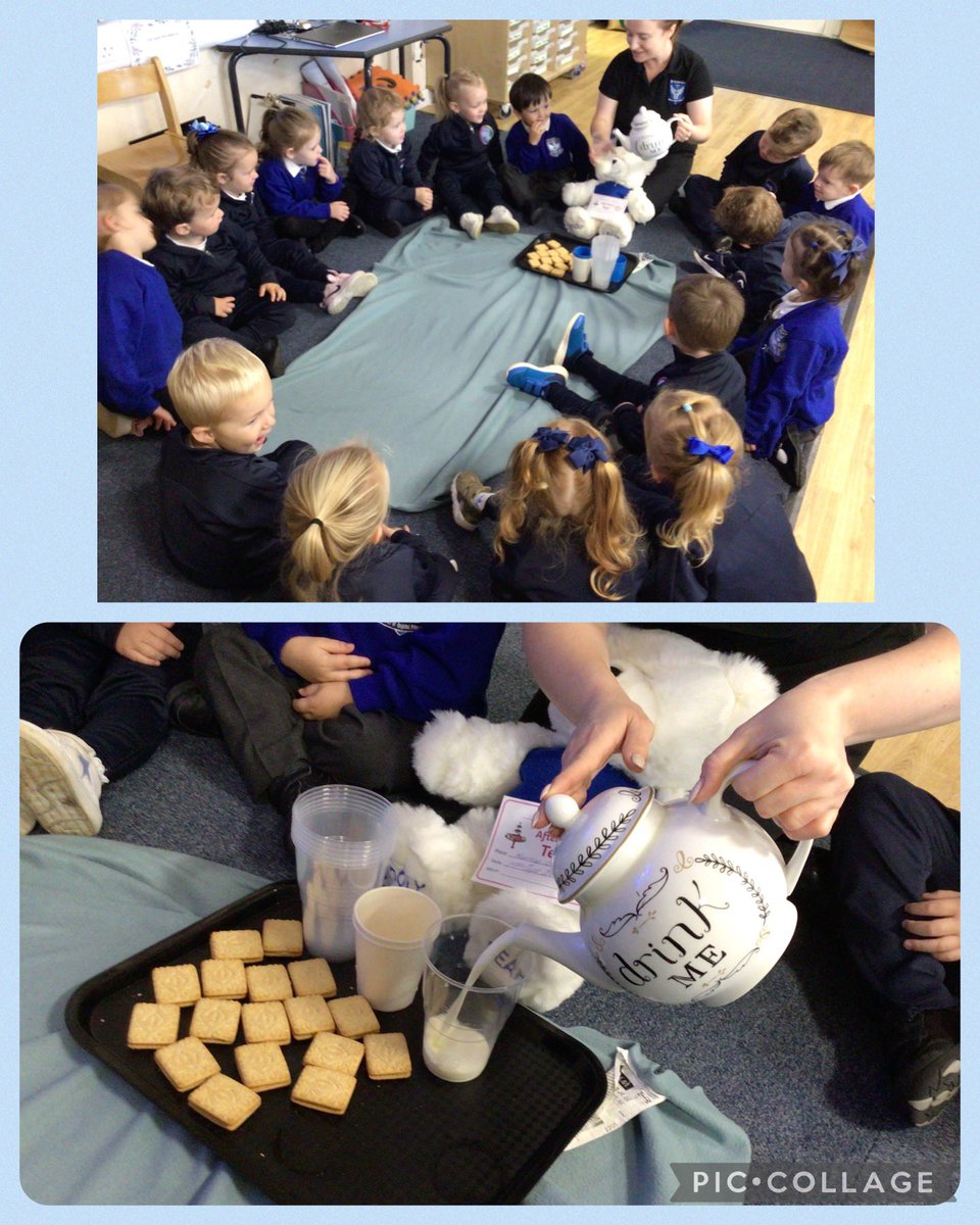 We are enjoying nursery rhyme week and focusing on one rhyme each day. Today we sang ‘I’m a little teapot’. We even found an invitation from bear to attend his tea party! He had his own teapot and we sung the rhyme while we poured our milk. <a href="/StGabrielsCofE/">St Gabriel’s C of E.</a> <a href="/RainbowEduMAT/">Rainbow Education MAT</a> 🫖