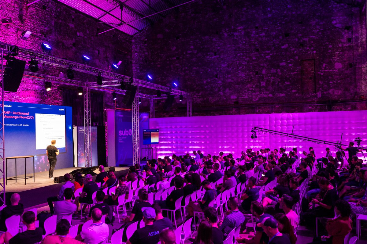 Polkadot's tweet photo. It's Day 1 of #sub0, the Polkadot Developer Conference!

🔷 5 different stages
🔷 50+ talks & topics on Polkadot, Substrate, and more
🔷 Starter & Builder tracks
🔷 Polkadot NFTs for all the attendees

👀 Register now and watch the conference live: https://t.co/6b3YkSrJK6