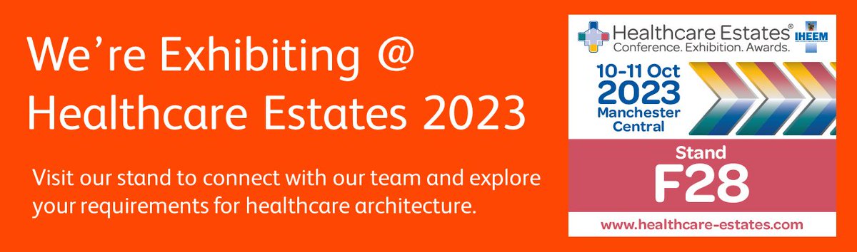 JeffersonSheard's tweet photo. We’re exhibiting at The Healthcare Estates at Manchester Central next month. If you are attending, we’d love to see you on stand F28 – come and meet our team and discuss Healthcare Architecture.

#HCEstates23 Healthcare Estates 2023 - 10th and 11th October - Manchester Central https://t.co/FuatsQ1GTq