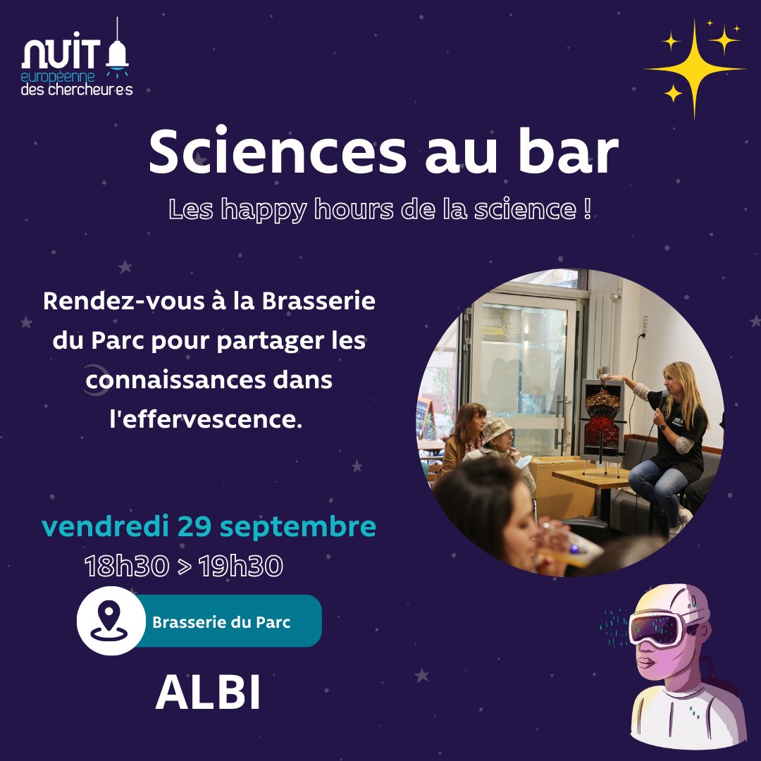 NuitChercheurs's tweet image. [ALBI ✨] Aujourd&apos;hui, nous imaginons le futur avec de nombreuses pistes possibles expérimentées par les chercheuses et chercheurs @imtminesalbi et @UnivChampollion. On vous dévoile ici une partie de la #programmation de la @NuitChercheurs albigeoise. imt-mines-albi.fr/fr/actus/nuit-…