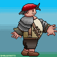 Smallcut3kitty's tweet image. Worked on some dithering today with the theme #wedge from @pixel_dailies. Pixel Daily nr. 19 from #pixel_dailies. I'm not a fan of dithering but I know it suits retro gaming well so here's my practice. Wedge from #finalfantasy7 ! Maybe I'll animate him later 😺🫶