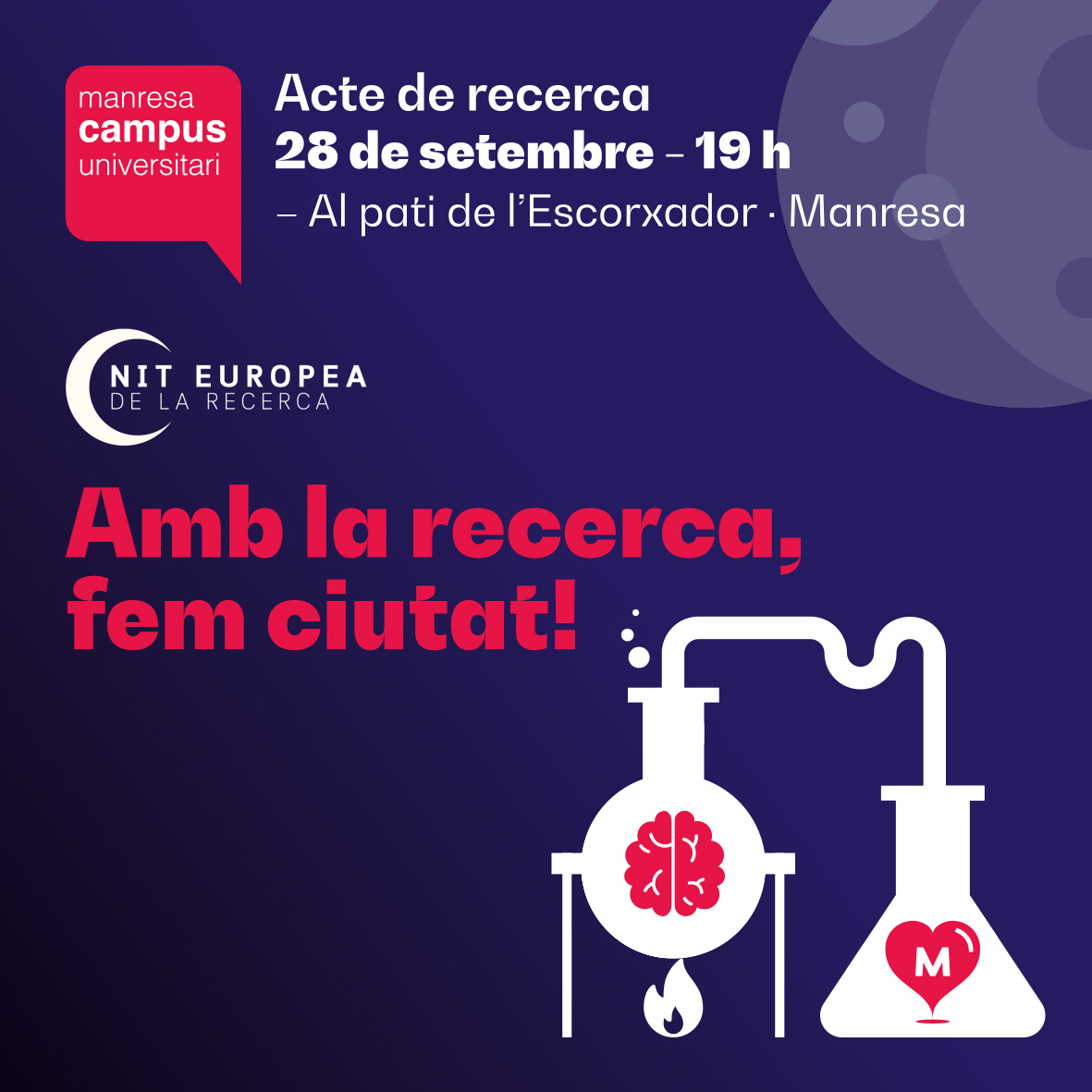 Amb la recerca, fem ciutat! 📆 28/09/2023 🕘 19h 📍 Pati de l’Escorxador (plaça Bages) ✍️ Cal inscriure's a inscriu.me/ca/amb-la-rece… Més informació 👇 epsem.upc.edu/ca/noticies/ma… @la_UPC @CampusManresa