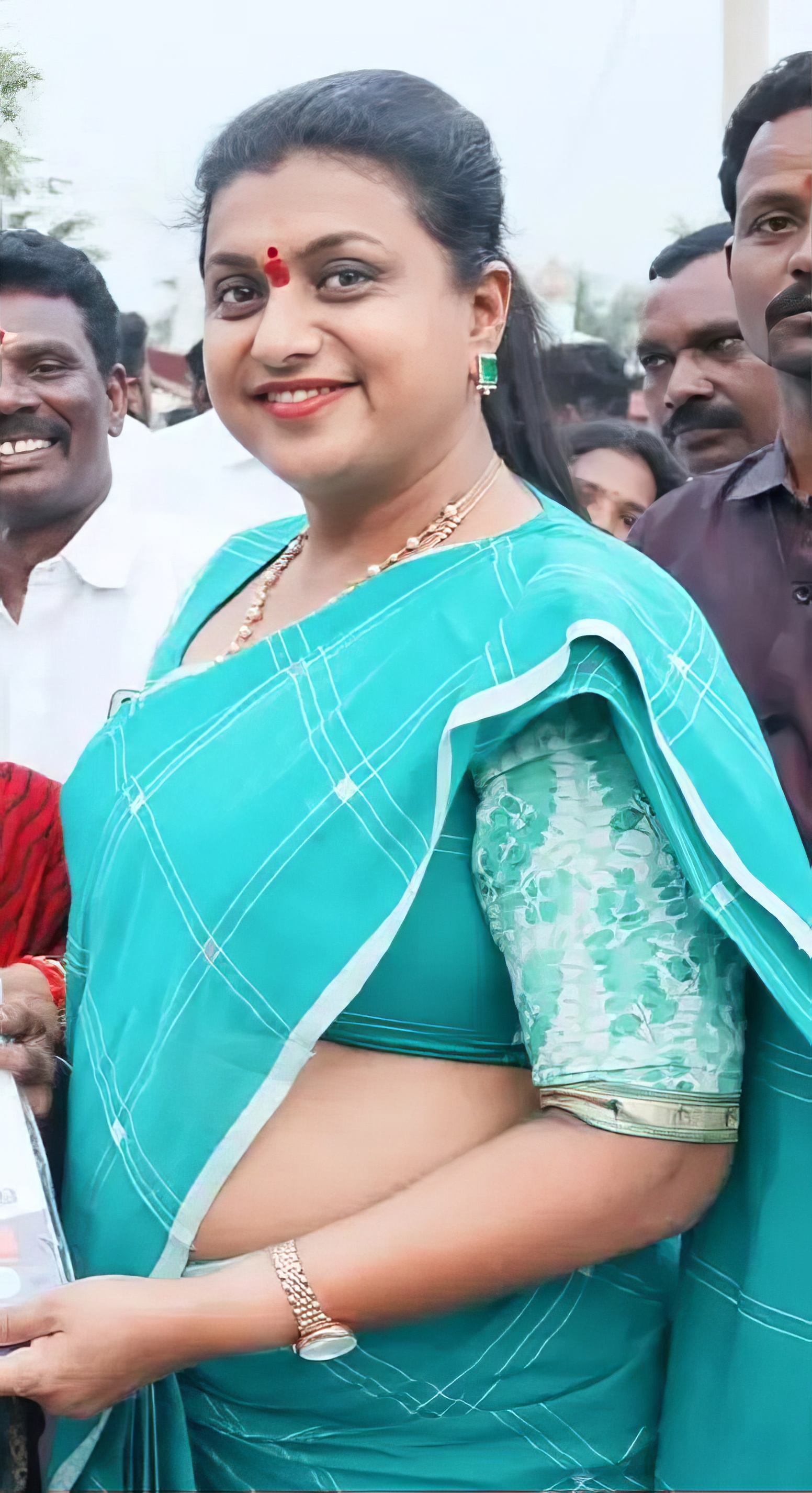 Image Roja in Blue saree navel boobs hot sexy 