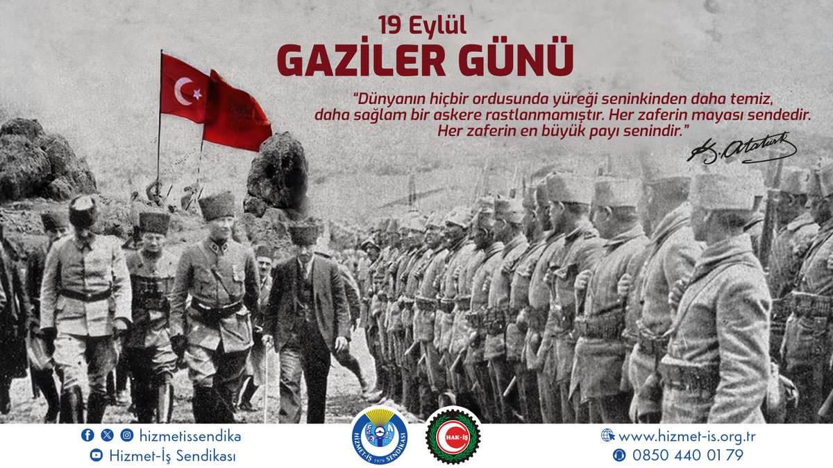 🇹🇷Bağımsızlık için kahramanca mücadele ederek bedeller ödeyen bu vatanın cesur evlatları gazilerimizin, #GazilerGünü'nü kutluyor; başta Gazi Mustafa Kemal Atatürk olmak üzere ebediyete irtihal eden şehitlerimizi ve gazilerimizi rahmetle, hayatta olan gazilerimizi minnet ve