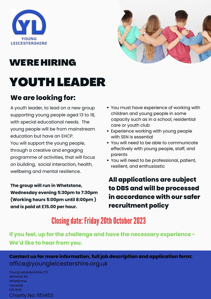 We are hiring - Are you interested in working with SEND?  Are you, creative, engaging and enthusiastic? Do you have experience? If the answer is YES, then we would like to hear from you! #SEND #safe #recruitment #Youthworker #teachingassistant #experienced #engaging