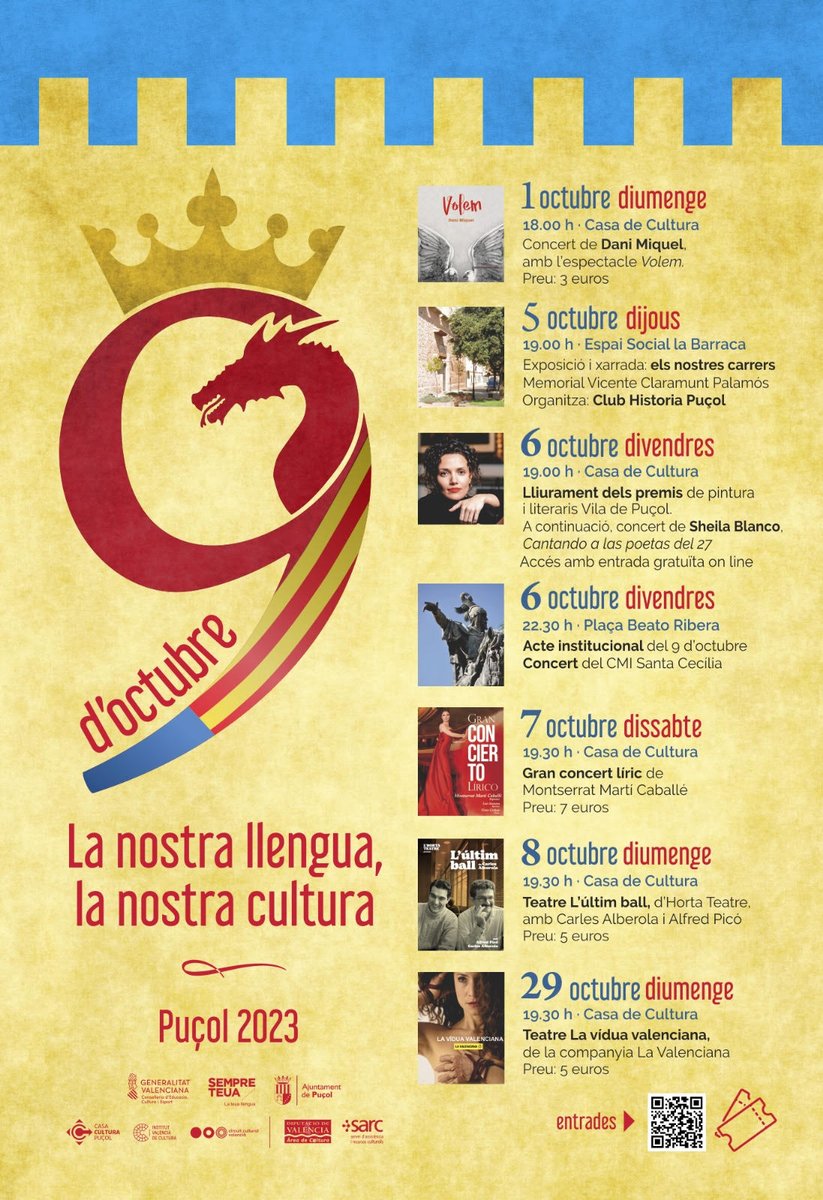casa cultura puçol (@culturapucol) on Twitter photo Os adelantamos la programación de
<a href="/CCulturaPucol/">Casa Cultura Puçol</a>
para el mes de octubre con
<a href="/Sheila_Blanco_/">Sheila Blanco</a>
#Cantandoalaspoetasdel27 #monserratmarticaballe #luissantana y
<a href="/lhortateatre/">L'Horta Teatre</a>
. Mas info: casacultura.net Os adelantamos la programación de
<a href="/CCulturaPucol/">Casa Cultura Puçol</a>
para el mes de octubre con
<a href="/Sheila_Blanco_/">Sheila Blanco</a>
#Cantandoalaspoetasdel27 #monserratmarticaballe #luissantana y
<a href="/lhortateatre/">L'Horta Teatre</a>
. Mas info: casacultura.net