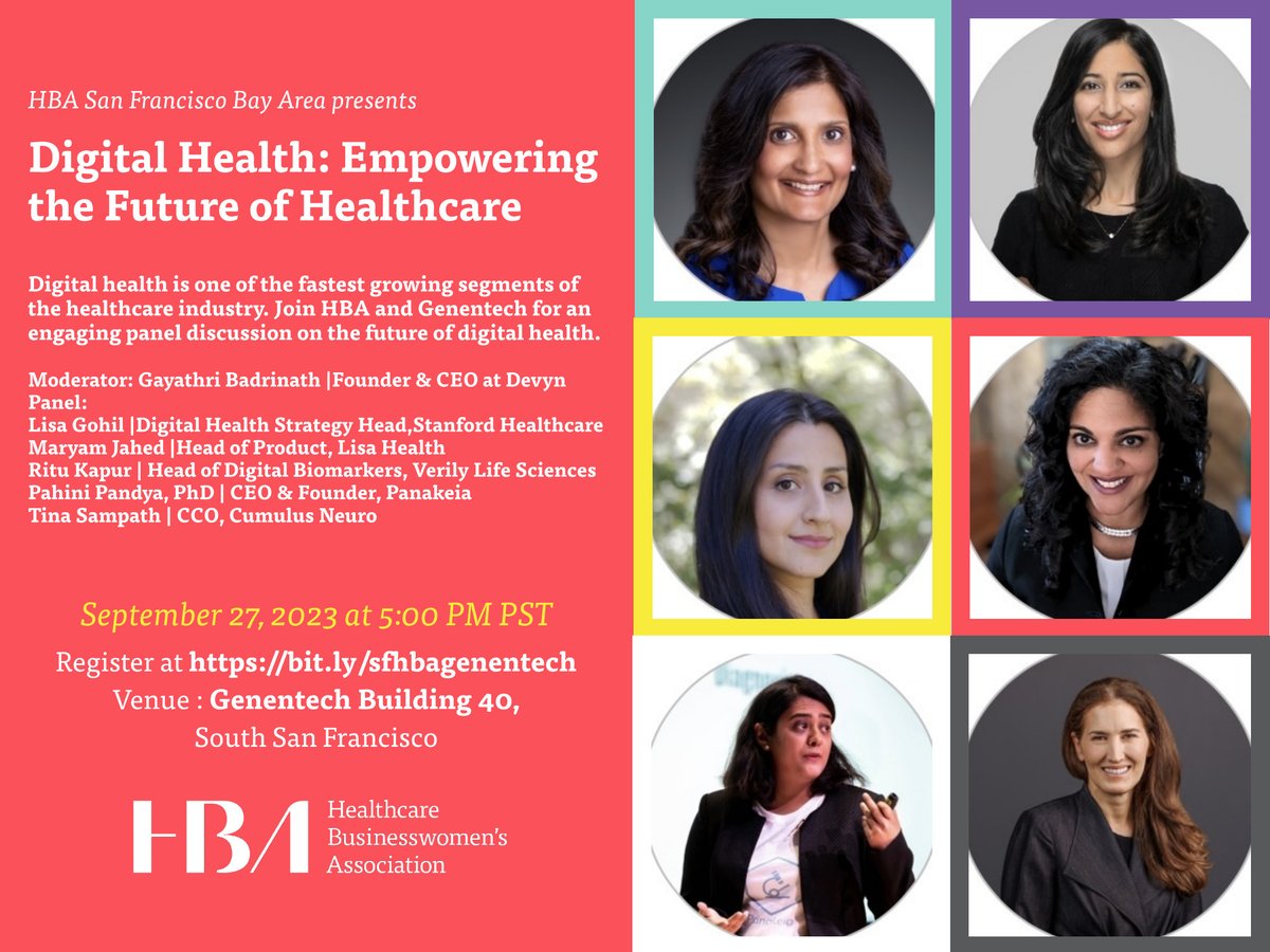 Cumulus Neuroscience is proud to announce that our CCO Tina Sampath will be a panelist at the upcoming @HBAnet event Digital Health- Empowering the Future of Healthcare hosted by @Genentech on September 27 from 5 – 8 PM PT.