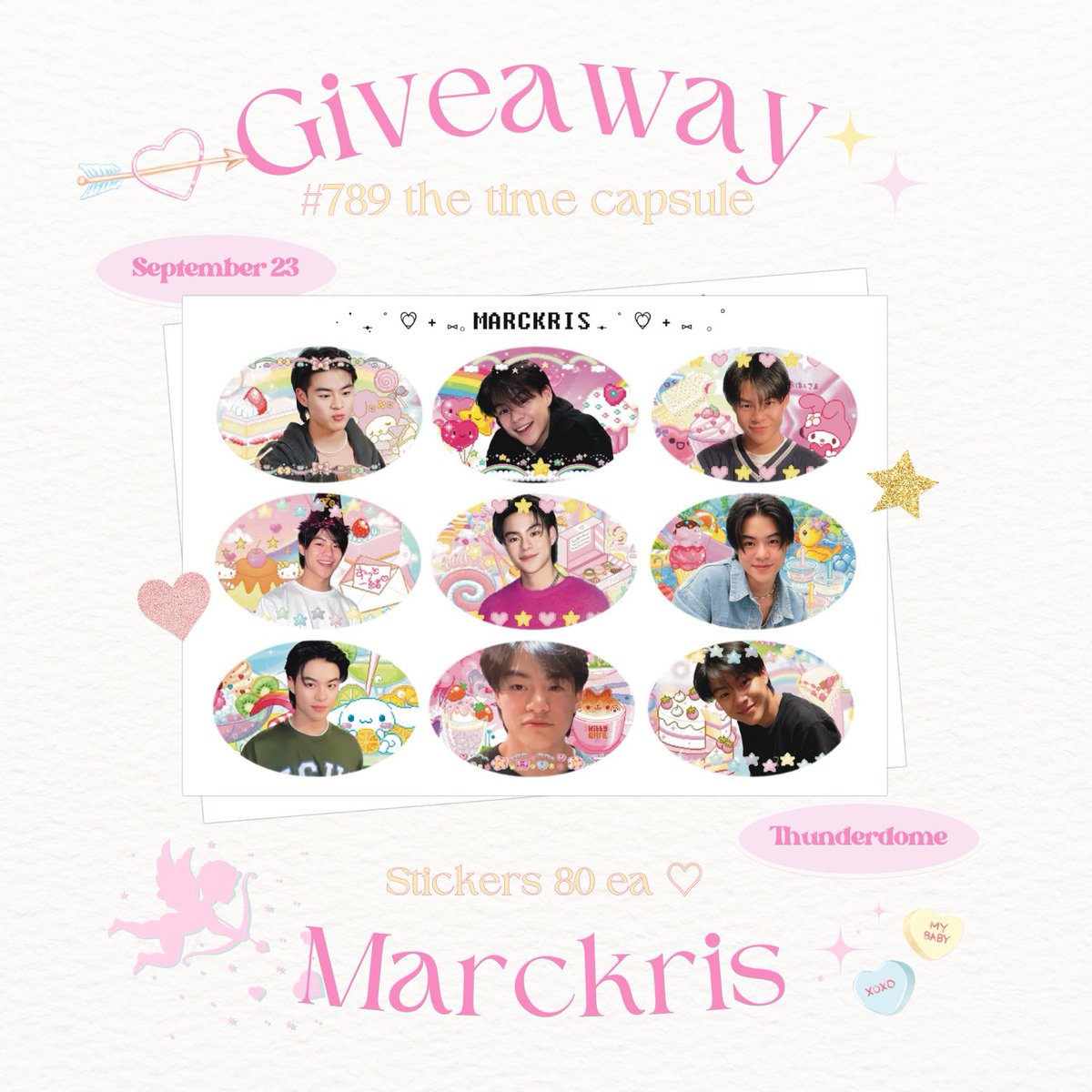 gmnfmyluv's tweet photo. 🍥 𝒢iveaway  #789TheTimeCapsule ⊹ 

♡ Stickers Marckris 80 ea 🎀
♡ 23 sep / thunder dome 

pls kindly rt &amp; show tweet 🐶🐾

꒰ㅇ̆̈꒱ #789DEBUTGROUP #MARCkris https://t.co/WDYWSnJDWm