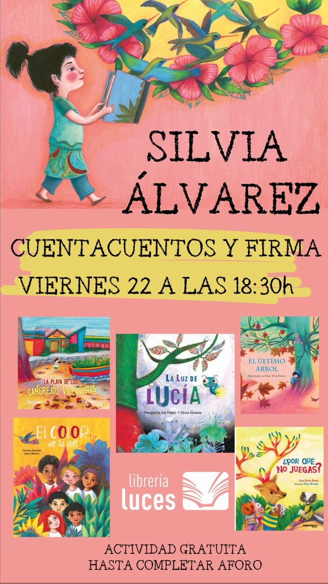 El viernes 22 de septiembre a las 18:30 horas tendremos en Luces cuentacuentos y firma con <a href="/SilviAlvarezC/">Silvia ÁLvarez</a>.

¡Ven y disfrútalo!

Actividad gratuita con entrada libre hasta completar aforo.

#LibreriaLuces #Malaga #CuentacuentosInfantil #Cuentacuentos #SilviaAlvarez #FirmaDeLibros
