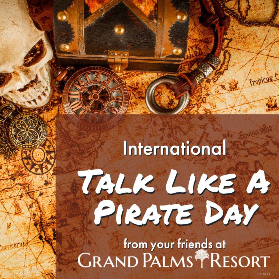 Ahoy, Matie! One of our favorite celebration days provides the perfect excuse to say, 'Arrrrrr'! 🏴‍☠️

bit.ly/MBPiratesVoyage

#grandpalmsresortmb #myrtlebeachvacation #myrtlebeach #vacation #vacay #vacationmode #familyvacations #talklikeapirate