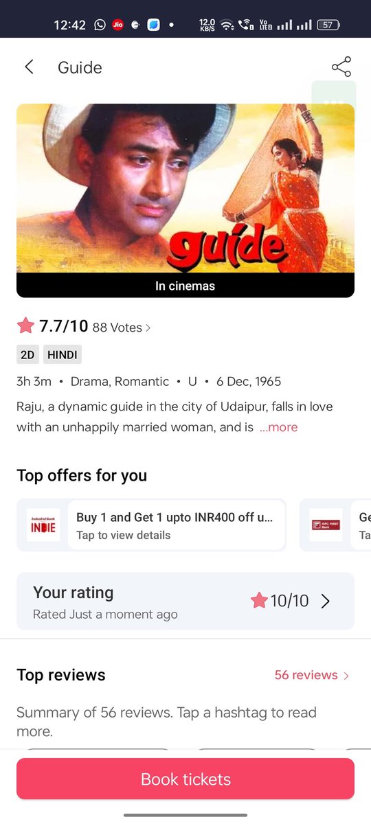 beingAfridi4742's tweet image. One Of The Best Movi Of Indian Cinema #TheGuide Rerelease Mumbai.Delhi.Kolkata. Bengaluru All show in  all City Allmost Housfull 🔥🔥🔥💥 Evergreen #DevAanad Sahab 🙏🙏 3 more movies have been rereleased #JewelTheif #JohnyMeraNaam and #CID