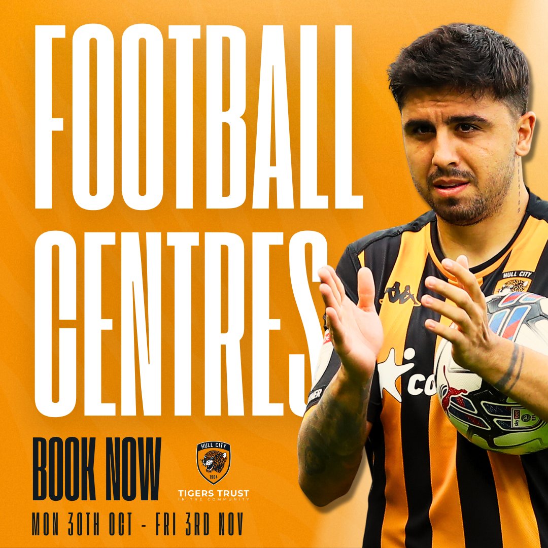 Are you ready for our 𝑯𝒂𝒍𝒇 𝑻𝒆𝒓𝒎 𝑭𝒐𝒐𝒕𝒃𝒂𝒍𝒍 𝑪𝒆𝒏𝒕𝒓𝒆𝒔?! 🙌 Our Football Centres are for children aged 5-12 years and are held during every school holiday (Monday 30th of October to Friday 3rd of November). 👉 Book here: tigerstrust.co.uk/activities-cou…