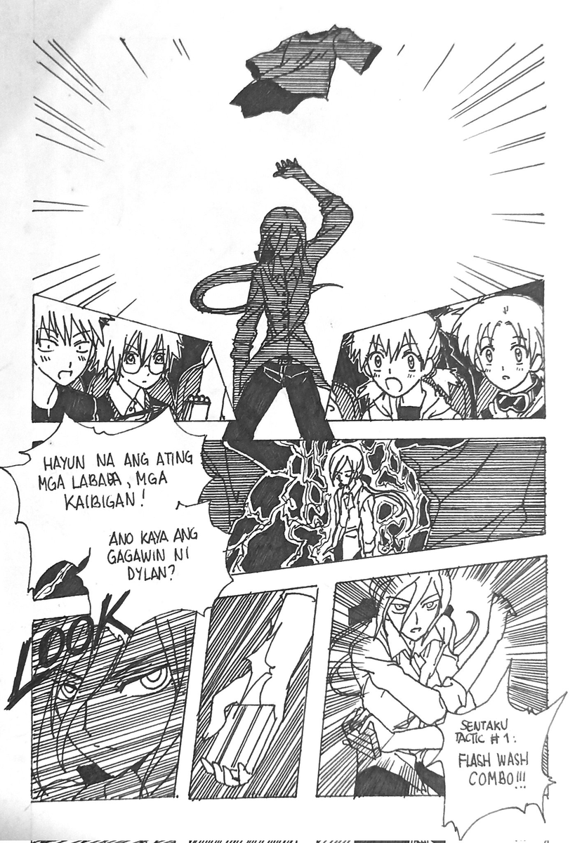The best part of searching through your old stuff are the occasional ripped comic panels you'd find that you don't even recall making 😂

Context: It's the Laundry Champion showing off his techniques in a clothes-washing tournament 