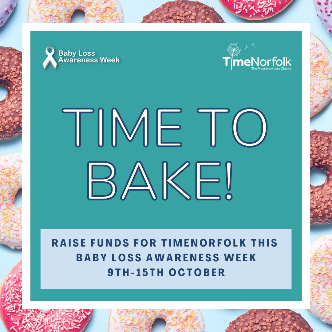 TimeNorfolk's tweet photo. Join us in making a difference during Baby Loss Awareness Week!

Host a 'Time to Bake' sale between October 9th-15th to raise awareness &amp; support TimeNorfolk.

Sign up &amp; receive a posters, cake flags, and flyers. 

Sign up: https://t.co/4QzCdBZQlf 

#BLAW #TimeToBake https://t.co/fQc9x5bOLg