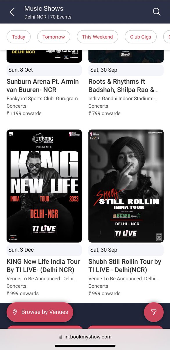 dikshaaverma's tweet image. Canadian singer Shubh&apos;s shocking Khalistan stance was exposed on Twitter! Boat withdrew sponsorship, permissions got the axe, cricketers unfollowed him, yet @bookmyshow continues selling tickets and unabashedly promoting his event.

Is profit truly more important than our…