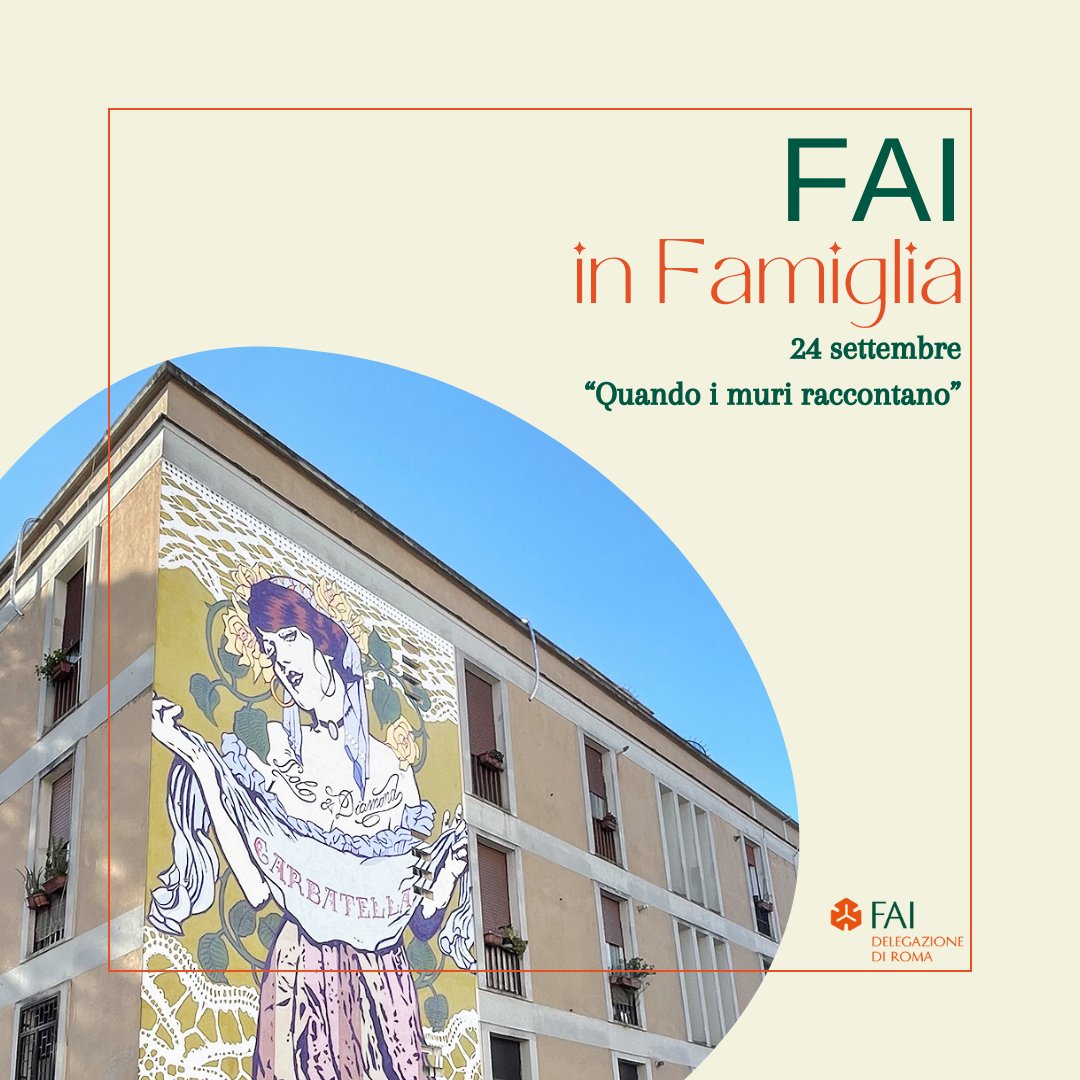 🗓️ Domenica #24settembre riprendono le visite del gruppo #FAIinFamiglia
🧡 Con i nostri volontari si tornerà per le strade della Garbatella alla scoperta del famoso quartiere
ℹ️ Info e prenotazioni: fondoambiente.it/eventi/passegg…

#fairoma #garbatella